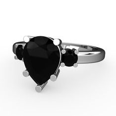 Siyah zirkon 14 ayar beyaz altın yüzük