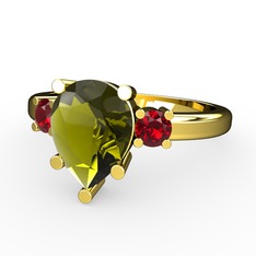 Tria Yüzük - Peridot ve garnet 18 ayar altın yüzük #rn4pdi