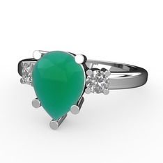 Kök zümrüt ve pırlanta 18 ayar beyaz altın yüzük (0.22 karat)