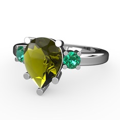 Tria Yüzük - Peridot ve yeşil kuvars 925 ayar gümüş yüzük #td3e0o