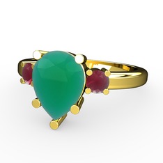 Tria Yüzük - Kök zümrüt ve kök yakut 18 ayar altın yüzük #vozqgw