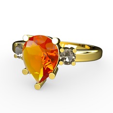 Tria Yüzük - Sitrin ve dumanlı kuvars 8 ayar altın yüzük #zanoza