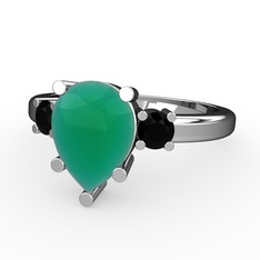 Tria Yüzük - Kök zümrüt ve siyah zirkon 925 ayar gümüş yüzük #zxk6dt