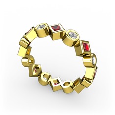 Vanora Tamtur Yüzük - Garnet ve swarovski 925 ayar altın kaplama gümüş yüzük #10crdm3