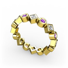 Swarovski ve ametist 8 ayar altın yüzük