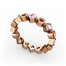 Vanora Tamtur Yüzük - Pembe kuvars ve garnet 18 ayar rose altın yüzük #138uluk