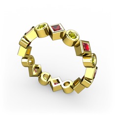 Garnet ve peridot 14 ayar altın yüzük