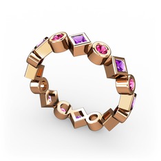 Ametist ve rodolit garnet 8 ayar rose altın yüzük