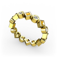 Vanora Tamtur Yüzük - Sitrin ve beyaz zirkon 8 ayar altın yüzük #1478mwc