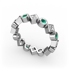 Vanora Tamtur Yüzük - Swarovski ve kök zümrüt 8 ayar beyaz altın yüzük #14fxsp3