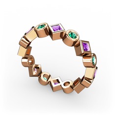 Vanora Tamtur Yüzük - Ametist ve yeşil kuvars 14 ayar rose altın yüzük #15bxtl7