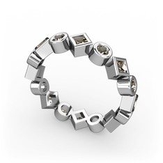 Vanora Tamtur Yüzük - Dumanlı kuvars 14 ayar beyaz altın yüzük #15pw88i