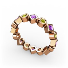 Vanora Tamtur Yüzük - Ametist ve peridot 14 ayar rose altın yüzük #16qabx8