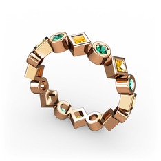 Vanora Tamtur Yüzük - Sitrin ve yeşil kuvars 8 ayar rose altın yüzük #16rtspq