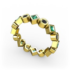 Yeşil kuvars ve siyah zirkon 18 ayar altın yüzük