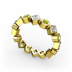 Swarovski ve peridot 18 ayar altın yüzük