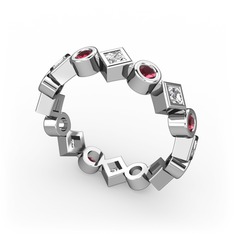 Vanora Tamtur Yüzük - Swarovski ve kök yakut 18 ayar beyaz altın yüzük #18zldli