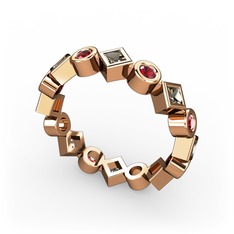 Vanora Tamtur Yüzük - Dumanlı kuvars ve garnet 8 ayar rose altın yüzük #19kl73u