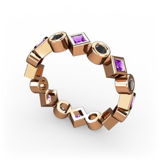 Vanora Tamtur Yüzük - Ametist ve siyah zirkon 8 ayar rose altın yüzük #1bv6t4k