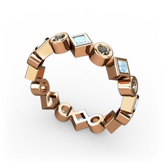 Vanora Tamtur Yüzük - Akuamarin ve dumanlı kuvars 18 ayar rose altın yüzük #1c3fnvn