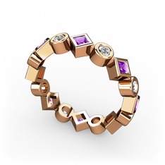 Vanora Tamtur Yüzük - Ametist ve swarovski 14 ayar rose altın yüzük #1fbouni