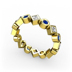 Vanora Tamtur Yüzük - Swarovski ve lab safir 18 ayar altın yüzük #1hcwdkp