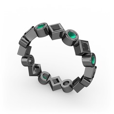 Vanora Tamtur Yüzük - Siyah zirkon ve kök zümrüt 925 ayar siyah rodyum kaplama gümüş yüzük #1hh7oyt