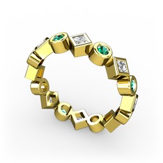 Swarovski ve yeşil kuvars 8 ayar altın yüzük