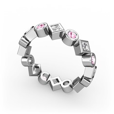 Vanora Tamtur Yüzük - Swarovski ve pembe kuvars 8 ayar beyaz altın yüzük #1iqp63e