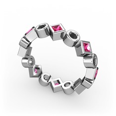 Vanora Tamtur Yüzük - Rodolit garnet ve siyah zirkon 18 ayar beyaz altın yüzük #1isrgci