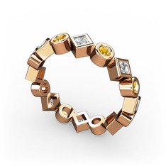 Vanora Tamtur Yüzük - Swarovski ve sitrin 14 ayar rose altın yüzük #1jg35mo