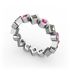 Dumanlı kuvars ve rodolit garnet 925 ayar gümüş yüzük