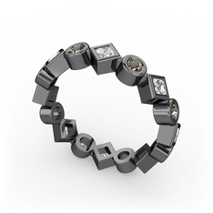 Vanora Tamtur Yüzük - Swarovski ve dumanlı kuvars 925 ayar siyah rodyum kaplama gümüş yüzük #1jw3ejs