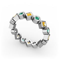 Vanora Tamtur Yüzük - Sitrin ve yeşil kuvars 18 ayar beyaz altın yüzük #1lmp3a8