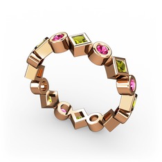 Vanora Tamtur Yüzük - Peridot ve rodolit garnet 8 ayar rose altın yüzük #1m0u52i