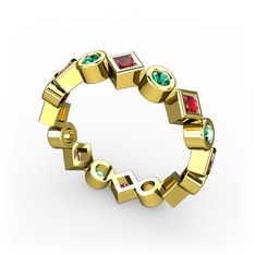 Vanora Tamtur Yüzük - Garnet ve yeşil kuvars 14 ayar altın yüzük #1o9vn54