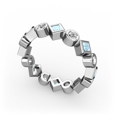 Vanora Tamtur Yüzük - Akuamarin ve pırlanta 8 ayar beyaz altın yüzük (0.42 karat) #1pa6lv3