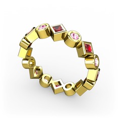 Vanora Tamtur Yüzük - Garnet ve pembe kuvars 8 ayar altın yüzük #1qeswm5