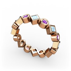 Vanora Tamtur Yüzük - Akuamarin ve ametist 14 ayar rose altın yüzük #1rigej