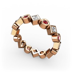 Vanora Tamtur Yüzük - Beyaz zirkon ve garnet 18 ayar rose altın yüzük #1rydfwl