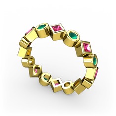 Vanora Tamtur Yüzük - Rodolit garnet ve kök zümrüt 925 ayar altın kaplama gümüş yüzük #1skqzwh