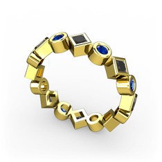 Vanora Tamtur Yüzük - Siyah zirkon ve lab safir 14 ayar altın yüzük #1ugc2w6