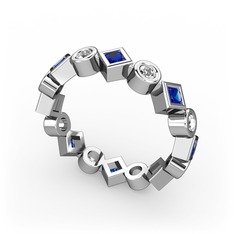 Vanora Tamtur Yüzük - Lab safir ve swarovski 14 ayar beyaz altın yüzük #1ukwfmp