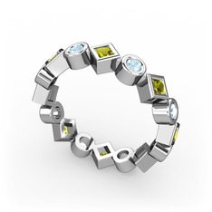 Peridot ve akuamarin 925 ayar gümüş yüzük