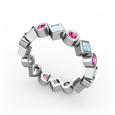 Akuamarin ve rodolit garnet 925 ayar gümüş yüzük