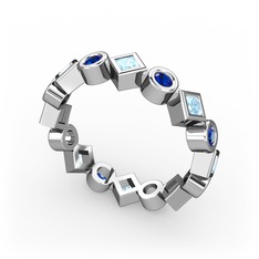 Vanora Tamtur Yüzük - Akuamarin ve lab safir 14 ayar beyaz altın yüzük #1wwv8rr