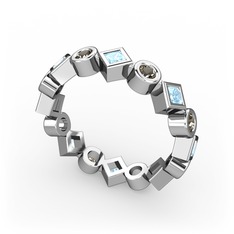 Vanora Tamtur Yüzük - Akuamarin ve dumanlı kuvars 8 ayar beyaz altın yüzük #1x14b8d