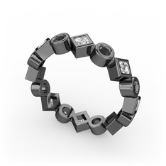 Vanora Tamtur Yüzük - Beyaz zirkon ve siyah zirkon 925 ayar siyah rodyum kaplama gümüş yüzük #1xf7c4t