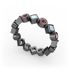 Vanora Tamtur Yüzük - Akuamarin ve garnet 925 ayar siyah rodyum kaplama gümüş yüzük #2gpig3