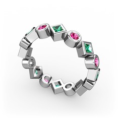 Yeşil kuvars ve rodolit garnet 925 ayar gümüş yüzük